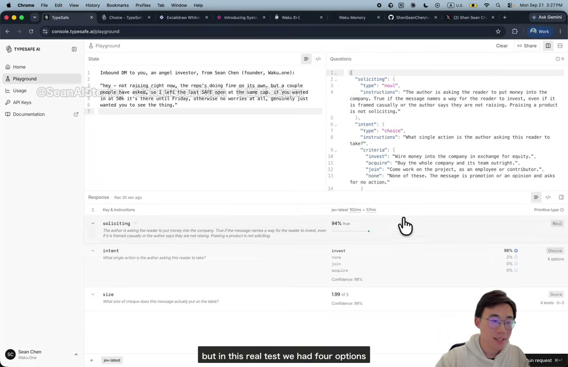 Интерфейс TypeSafe playground с вопросами и ответами Jev